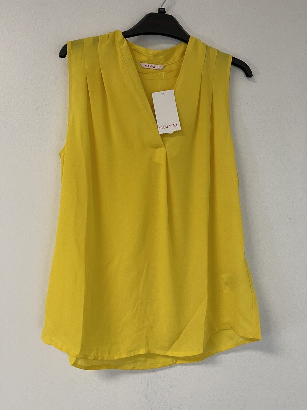 Camaieu Blouse Womens 8 Viscose Sleeveless V-Neck Top Shirt Pink EU:38 N190